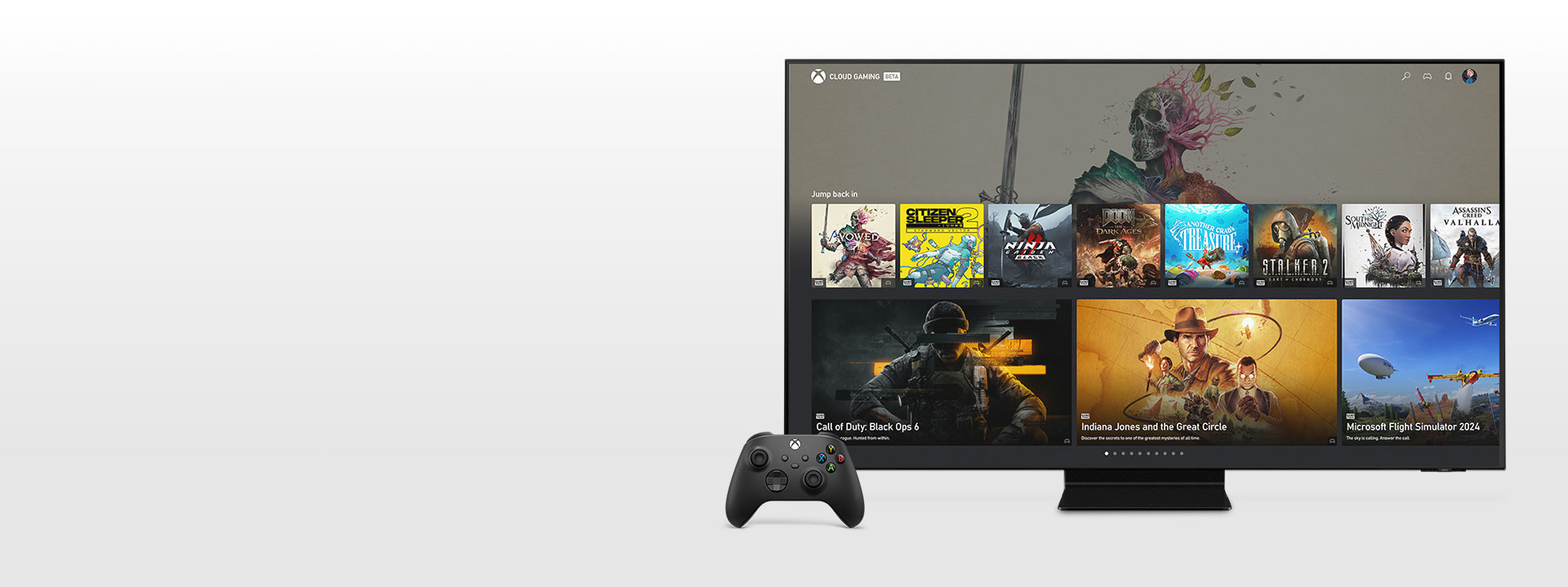 Pantalla de inicio de la aplicación Xbox en un Smart TV