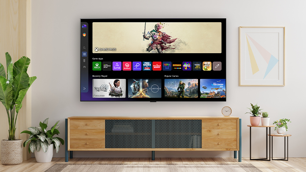 대형 LG 스마트 TV에 표시되는