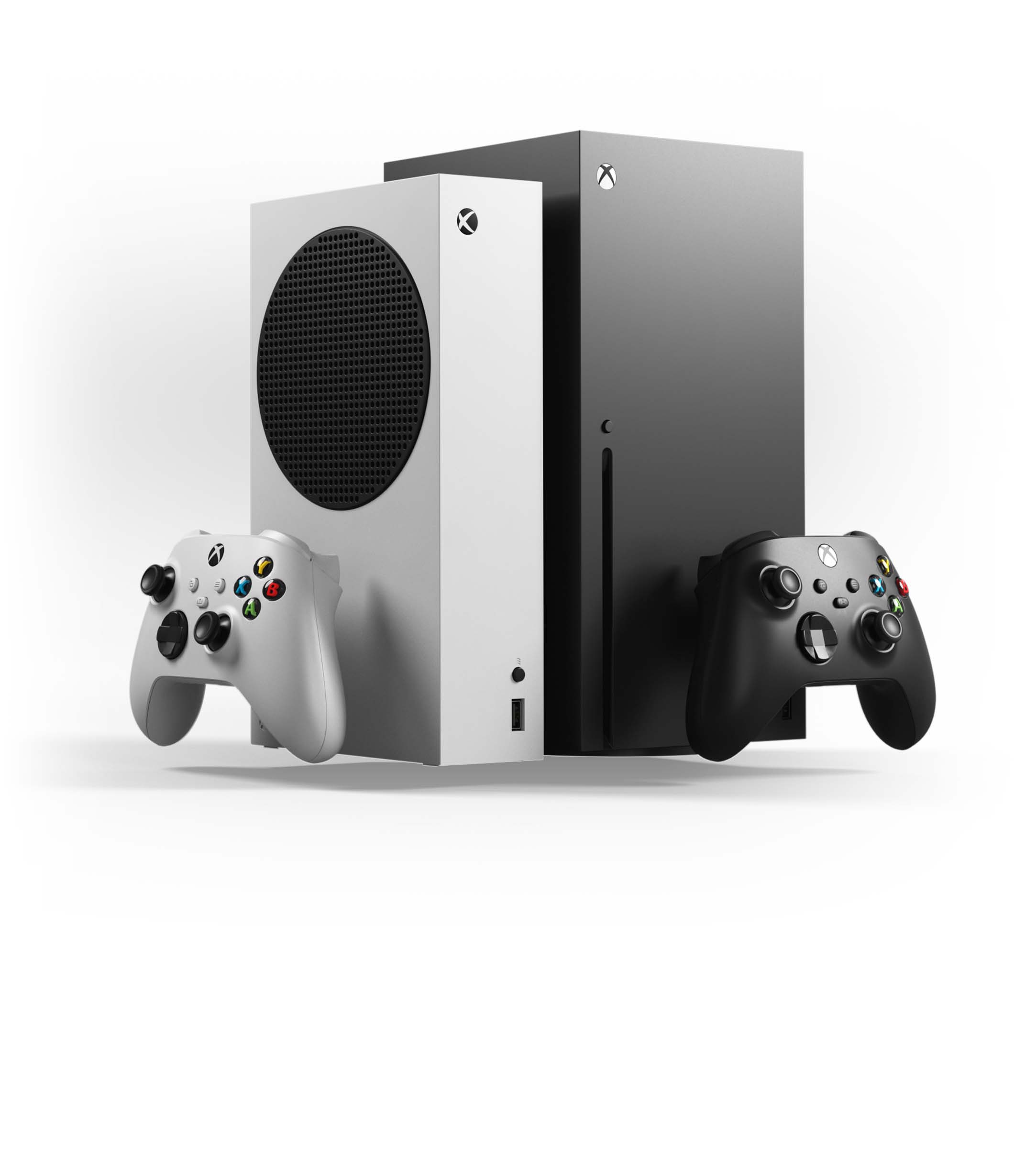 Xbox Series X and S with controllers