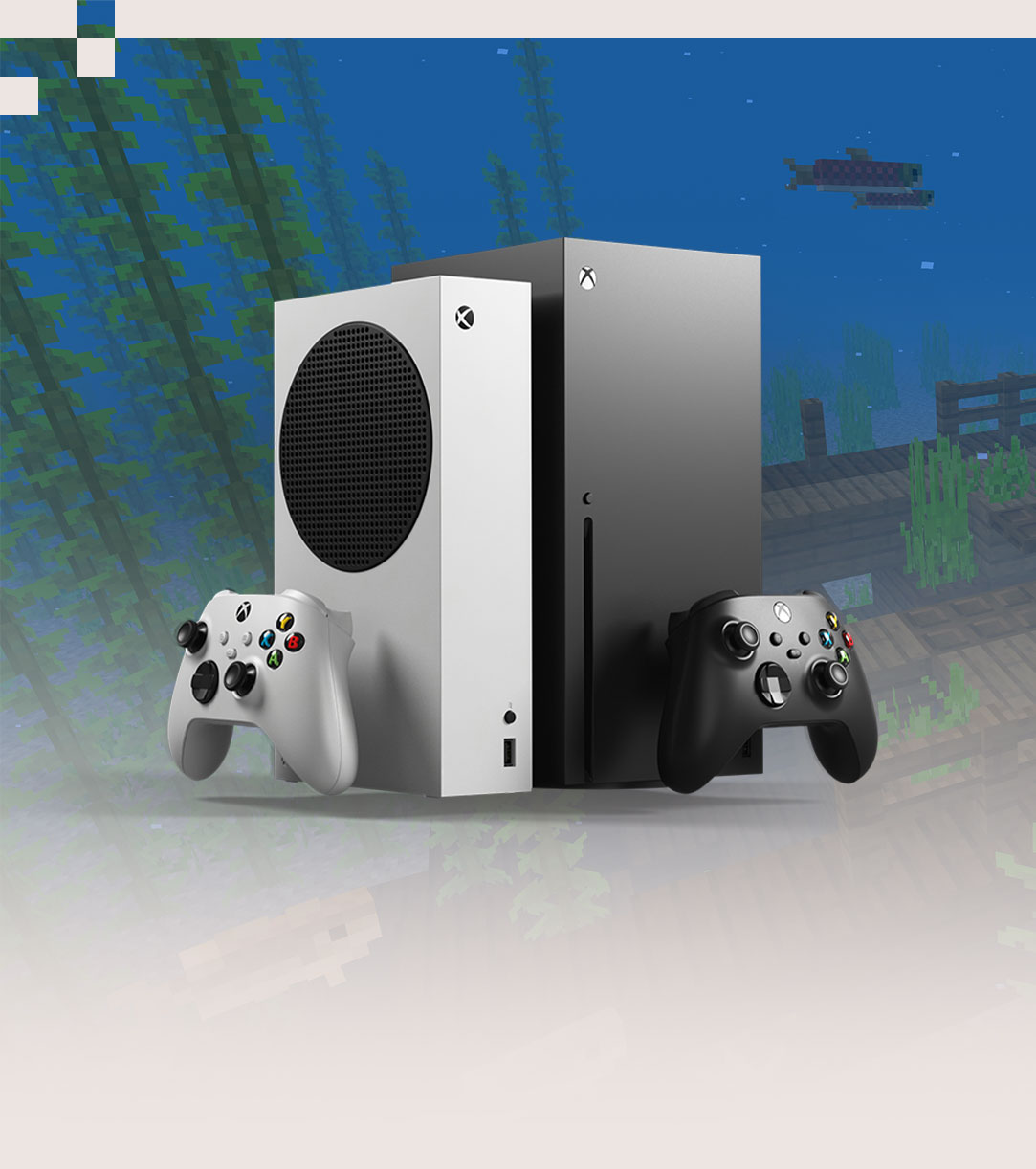 2 Xbox Series X|S konsol cihazının önden görünümü